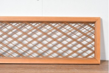 ヴィンテージ建具　昭和後期　細やかに組まれた菱格子の組子欄間2枚セット　(R-085086)