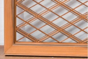 ヴィンテージ建具　昭和後期　細やかに組まれた菱格子の組子欄間2枚セット　(R-085086)