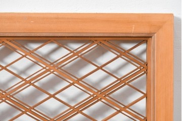 ヴィンテージ建具　昭和後期　細やかに組まれた菱格子の組子欄間2枚セット　(R-085086)