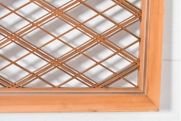 ヴィンテージ建具　昭和後期　細やかに組まれた菱格子の組子欄間2枚セット　(R-085086)