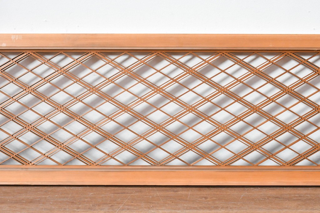 ヴィンテージ建具　昭和後期　細やかに組まれた菱格子の組子欄間2枚セット　(R-085086)