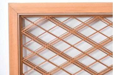 ヴィンテージ建具　昭和後期　細やかに組まれた菱格子の組子欄間2枚セット　(R-085086)