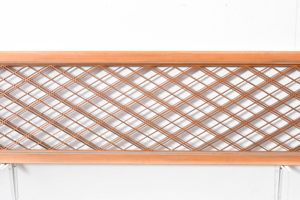 ヴィンテージ建具　昭和後期　細やかに組まれた菱格子の組子欄間2枚セット　(R-085086)