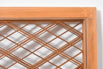 ヴィンテージ建具　昭和後期　細やかに組まれた菱格子の組子欄間2枚セット　(R-085086)