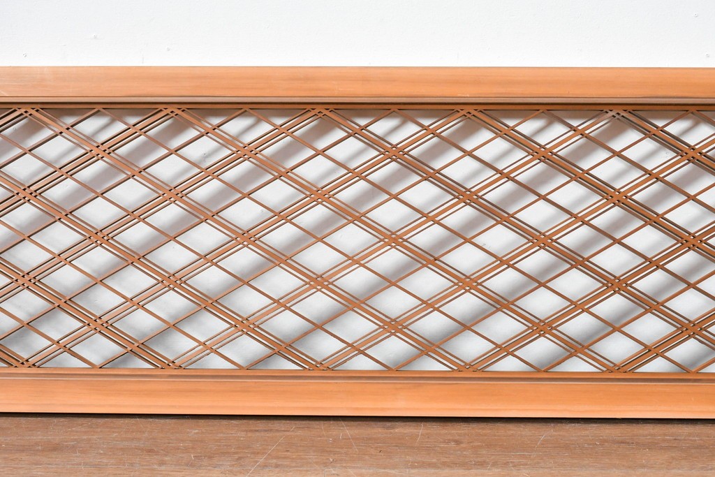 ヴィンテージ建具　昭和後期　細やかに組まれた菱格子の組子欄間2枚セット　(R-085086)