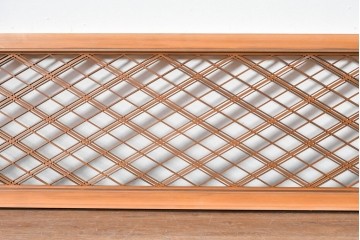 ヴィンテージ建具　昭和後期　細やかに組まれた菱格子の組子欄間2枚セット　(R-085086)