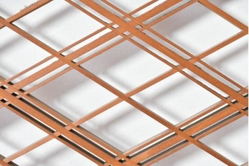 ヴィンテージ建具　昭和後期　細やかに組まれた菱格子の組子欄間2枚セット　(R-085086)