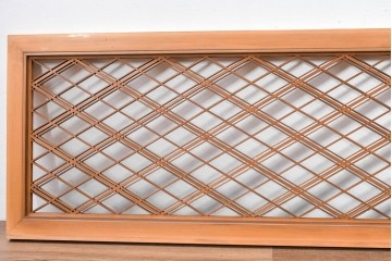 ヴィンテージ建具　昭和後期　細やかに組まれた菱格子の組子欄間2枚セット　(R-085086)