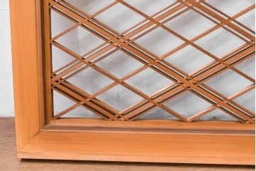 ヴィンテージ建具　昭和後期　細やかに組まれた菱格子の組子欄間2枚セット　(R-085086)