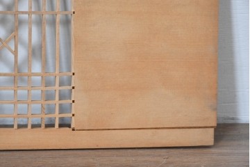 ヴィンテージ建具　昭和後期　松に鶴の彫刻が入った組子欄間2枚セット　(R-085089)