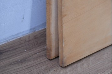 ヴィンテージ建具　昭和後期　松に鶴の彫刻が入った組子欄間2枚セット　(R-085089)