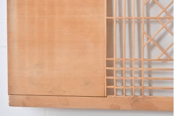 ヴィンテージ建具　昭和後期　松に鶴の彫刻が入った組子欄間2枚セット　(R-085089)