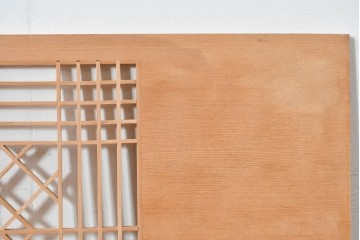 ヴィンテージ建具　昭和後期　松に鶴の彫刻が入った組子欄間2枚セット　(R-085089)