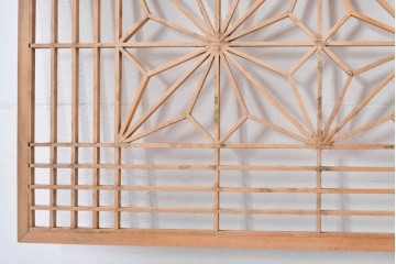 ヴィンテージ建具　昭和後期　松竹梅図の彫刻をあしらった組子欄間2枚セット　(R-085095)