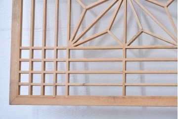 ヴィンテージ建具　昭和後期　松竹梅図の彫刻をあしらった組子欄間2枚セット　(R-085095)