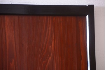 古民具・骨董　すりガラス入り!漆が美しいアンティークガラス帯戸1枚 (R-085102)