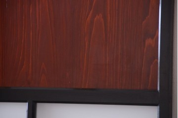 古民具・骨董　すりガラス入り!漆が美しいアンティークガラス帯戸1枚 (R-085102)