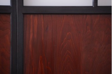 古民具・骨董　すりガラス入り!漆が美しいアンティークガラス帯戸1枚 (R-085102)