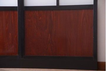 古民具・骨董　すりガラス入り!漆が美しいアンティークガラス帯戸1枚 (R-085102)