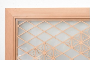 ヴィンテージ建具　昭和後期　両面ガラス　繊細な組子細工の欄間1枚　(R-085106)