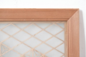 ヴィンテージ建具　昭和後期　両面ガラス　繊細な組子細工の欄間1枚　(R-085106)