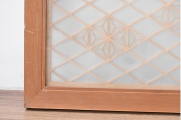 ヴィンテージ建具　昭和後期　両面ガラス　繊細な組子細工の欄間1枚　(R-085106)