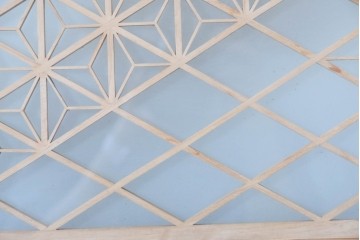 ヴィンテージ建具　昭和後期　両面ガラス　繊細な組子細工の欄間1枚　(R-085106)