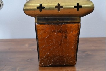 和製ヴィンテージ　レトロ　金属フードとガラスシェードのペンダントライト2個セット　(R-085107)