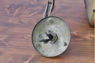 和製ヴィンテージ　レトロ　金属フードとガラスシェードのペンダントライト2個セット　(R-085107)