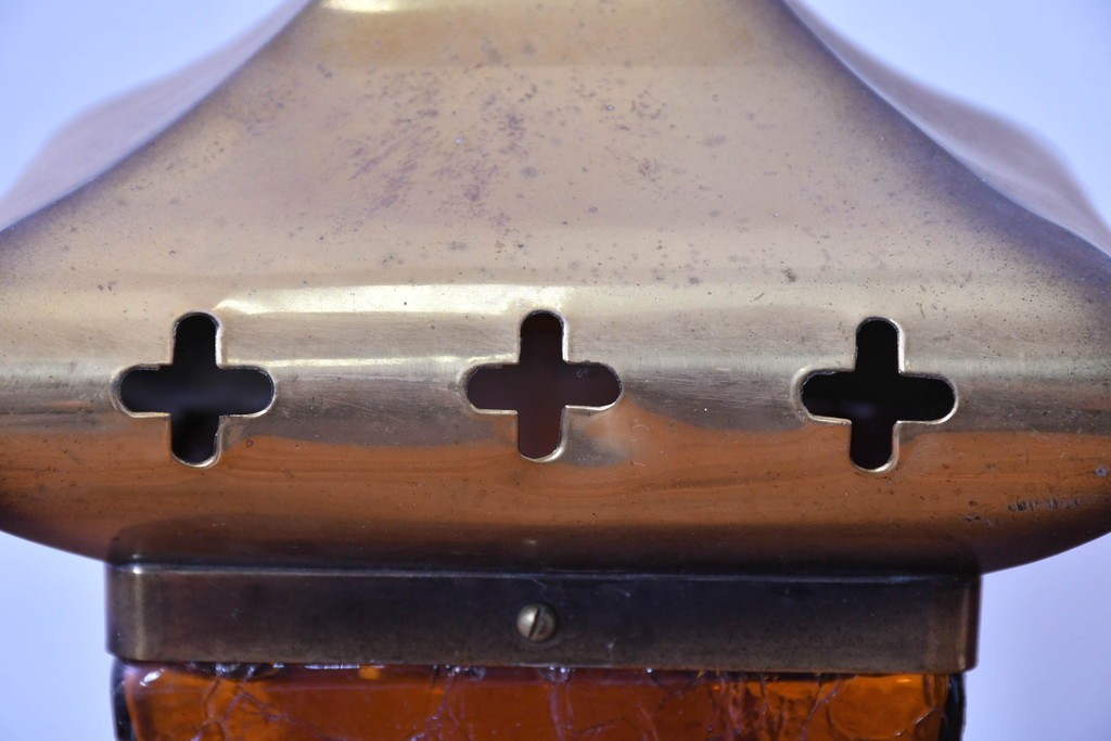 和製ヴィンテージ　レトロ　金属フードとガラスシェードのペンダントライト2個セット　(R-085107)