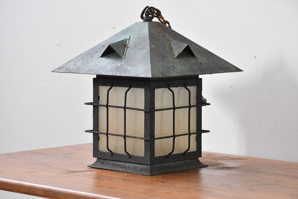 和製ヴィンテージ　異素材ミックスの和風吊り下げ照明　(R-085111)