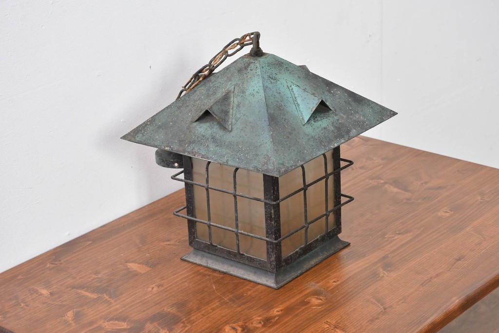 和製ヴィンテージ　異素材ミックスの和風吊り下げ照明　(R-085111)