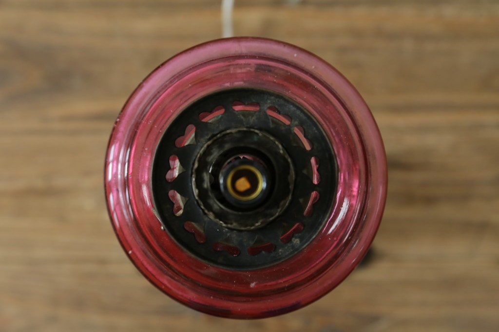 和製アンティーク　オイルランプをリメイク　凝った装飾が目を引くスタンドライト　(R-085113)