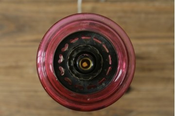 和製アンティーク　オイルランプをリメイク　凝った装飾が目を引くスタンドライト　(R-085113)