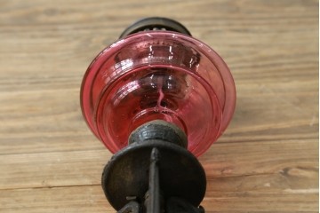 和製アンティーク　オイルランプをリメイク　凝った装飾が目を引くスタンドライト　(R-085113)