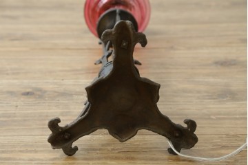 和製アンティーク　オイルランプをリメイク　凝った装飾が目を引くスタンドライト　(R-085113)