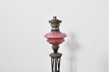 和製アンティーク　凝った装飾が目を引くフロアオイルランプ　(R-085113)