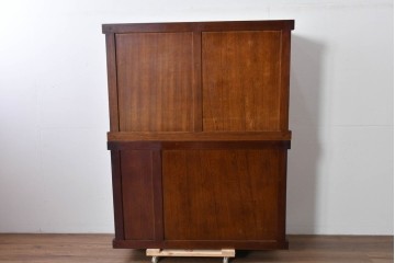 和製ヴィンテージ　桐材　柾目の美しい引き戸が魅力の重ね水屋箪笥　(R-085118)