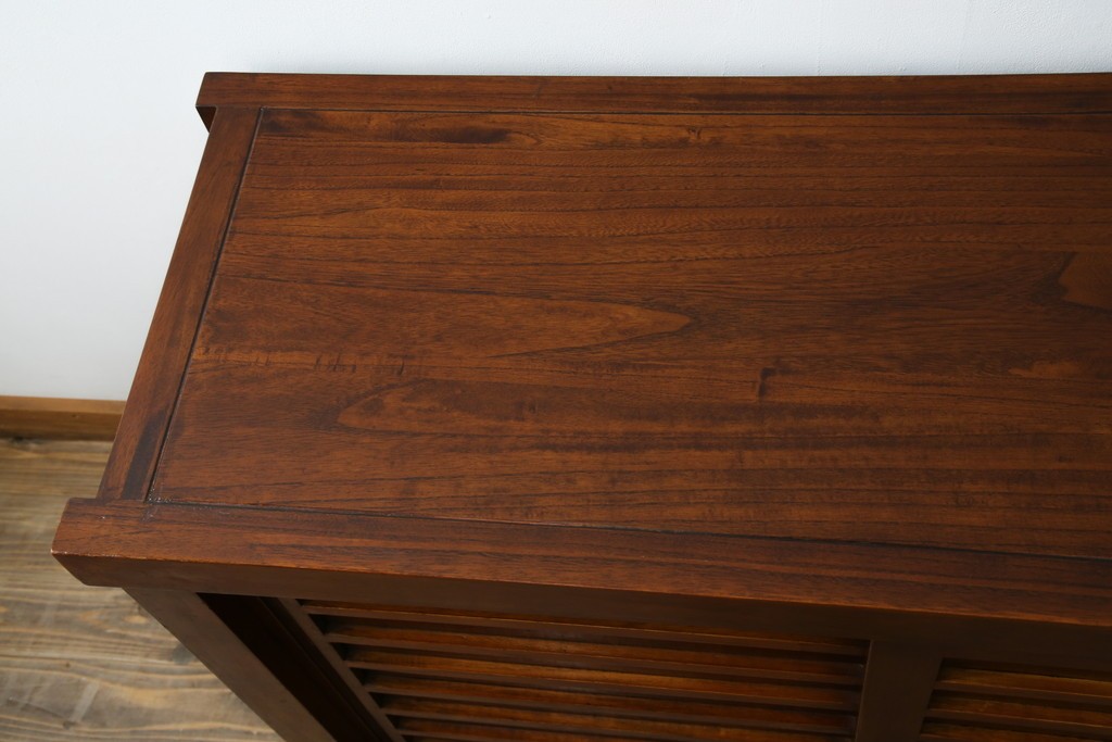 和製ヴィンテージ　桐材　引き戸の柾目が美しい水屋箪笥サイドボード　(R-085119)