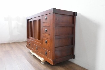 和製ヴィンテージ　桐材　上質な和の空間づくりにおすすめの水屋箪笥サイドボード　(R-085120)