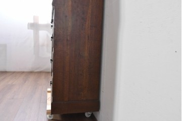 和製アンティーク　上手物!!　大正ロマン　繊細な彫刻装飾がアクセントのナラ材製ライティングビューロー　(R-085121)