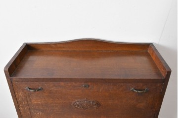 和製アンティーク　上手物!!　大正ロマン　繊細な彫刻装飾がアクセントのナラ材製ライティングビューロー　(R-085121)