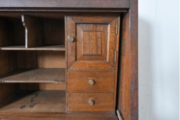 和製アンティーク　上手物!!　大正ロマン　繊細な彫刻装飾がアクセントのナラ材製ライティングビューロー　(R-085121)