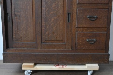 和製アンティーク　上手物!!　大正ロマン　繊細な彫刻装飾がアクセントのナラ材製ライティングビューロー　(R-085121)