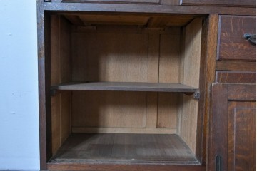 和製アンティーク　上手物!!　大正ロマン　繊細な彫刻装飾がアクセントのナラ材製ライティングビューロー　(R-085121)