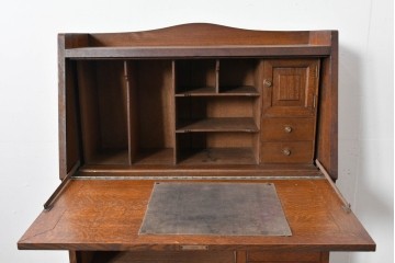 和製アンティーク　上手物!!　大正ロマン　繊細な彫刻装飾がアクセントのナラ材製ライティングビューロー　(R-085121)