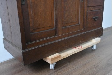 和製アンティーク　上手物!!　大正ロマン　繊細な彫刻装飾がアクセントのナラ材製ライティングビューロー　(R-085121)