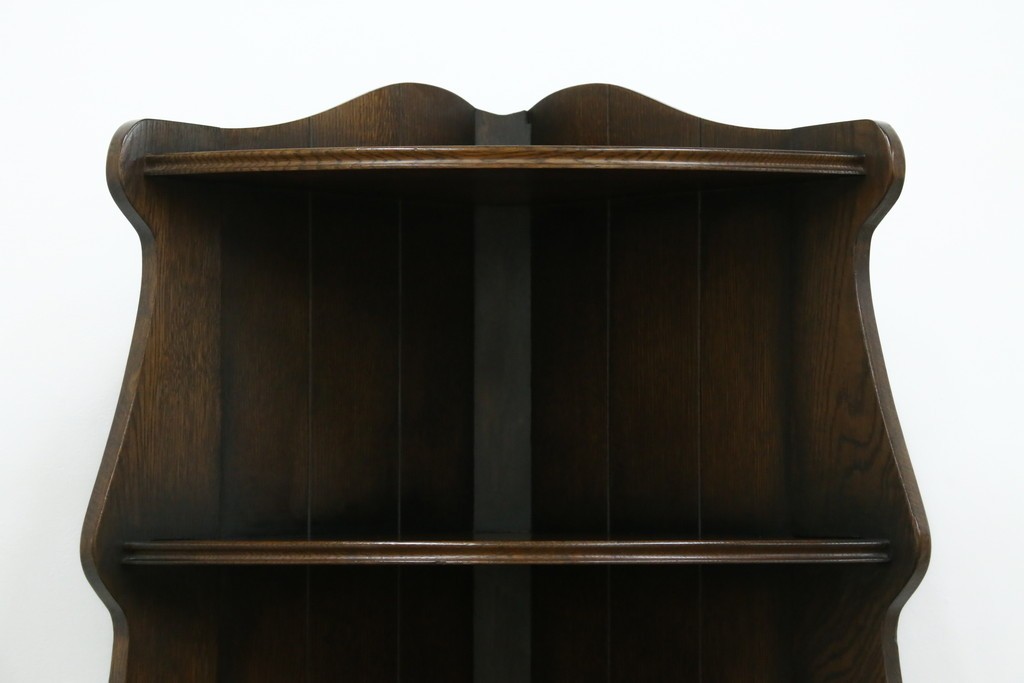 イギリスヴィンテージ　オーク材　優美な曲線シルエットのコーナーラック　(R-085122)