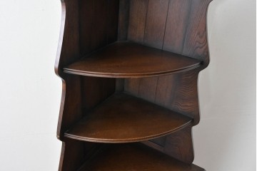 イギリスヴィンテージ　オーク材　優美な曲線シルエットのコーナーラック　(R-085122)