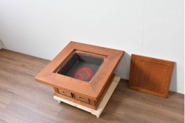 中古　美品　2杯の引き出しが付いた収納付きの囲炉裏テーブル　(R-085124)